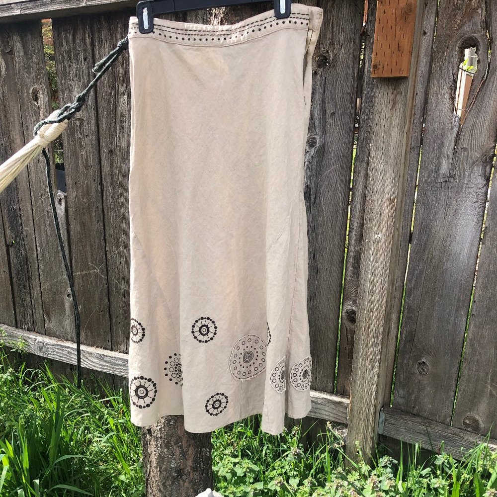 Long white Linen/Rayon Skirt